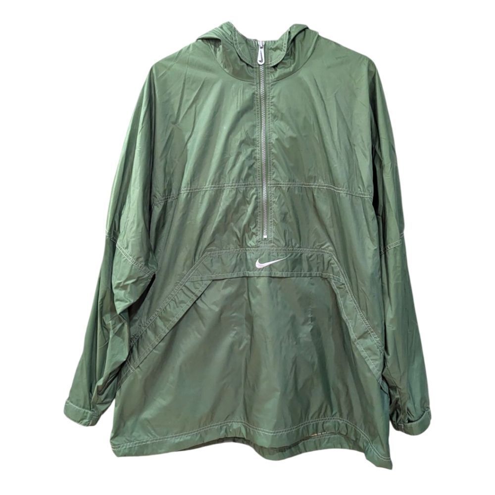 VTG Nike Center Logo Cagoule Windbreaker Jacket Sage Green & Silver Men's XL